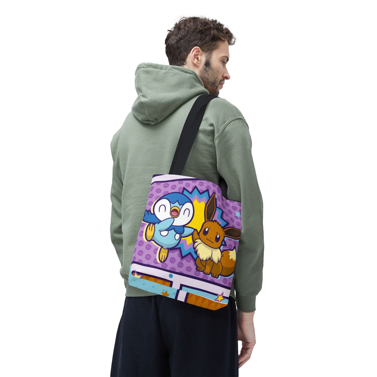 Cute Piplp & Evee Cartoon Tote Bag — Anime Pokmon AOP Canvas Bag