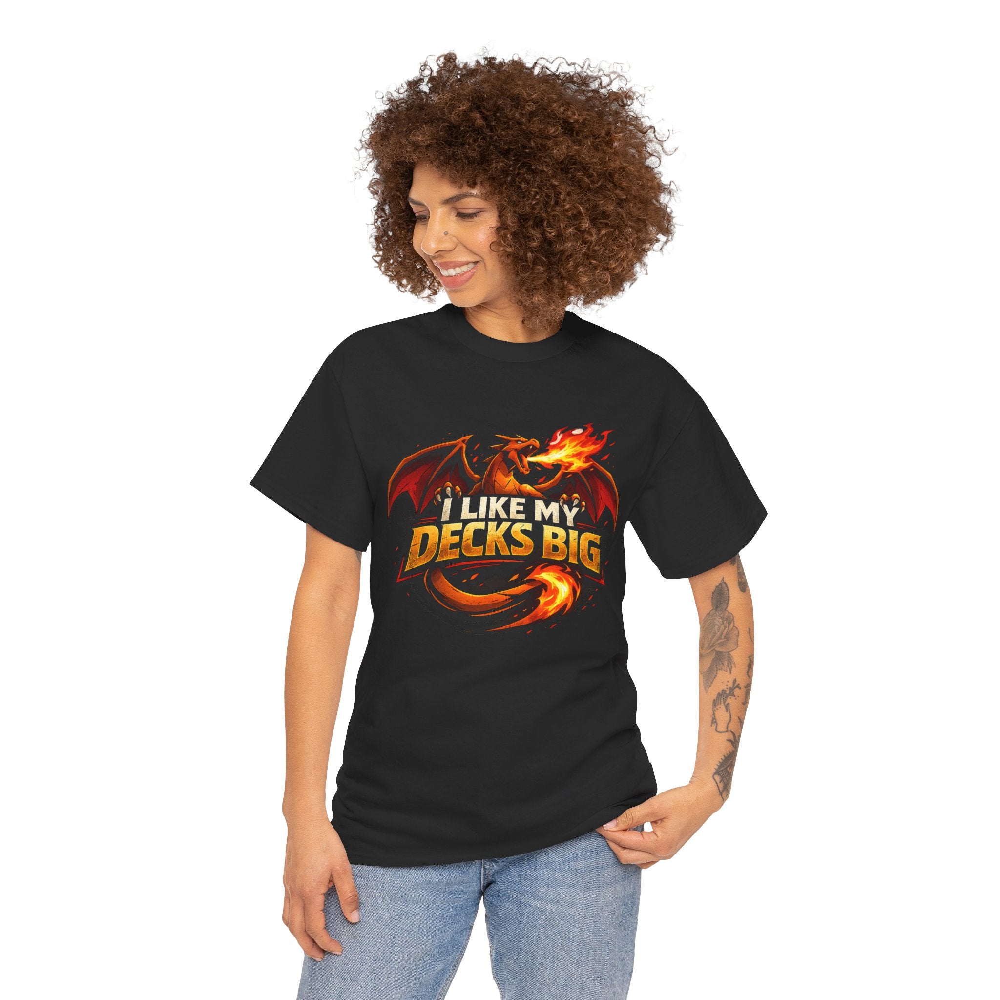 Person wearing a black t-shirt with a pumpkin graphic and text on a white background