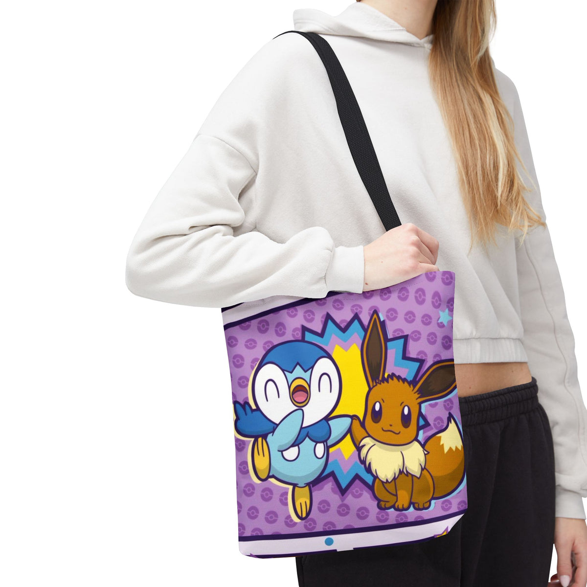 Cute Piplp & Evee Cartoon Tote Bag — Anime Pokmon AOP Canvas Bag