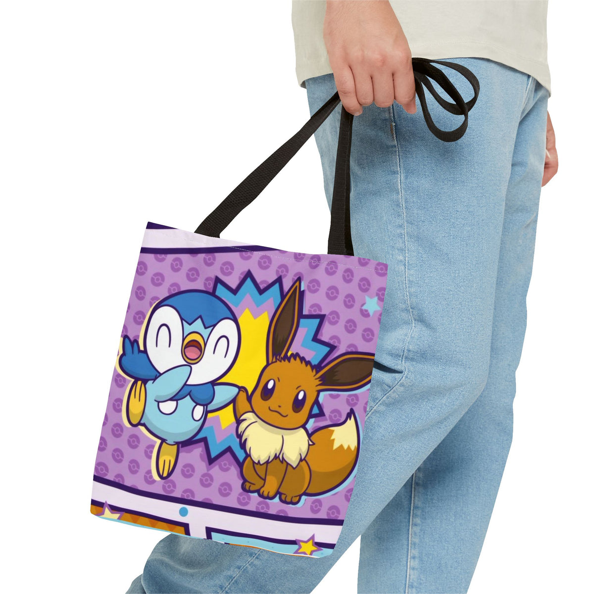 Cute Piplp & Evee Cartoon Tote Bag — Anime Pokmon AOP Canvas Bag
