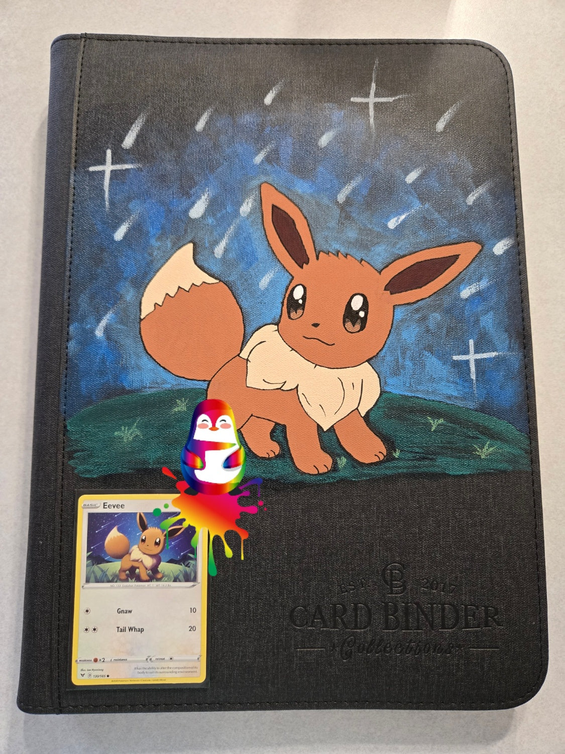 Hand Painted Eevee Binder One of a Kind Pokemon Card Binder