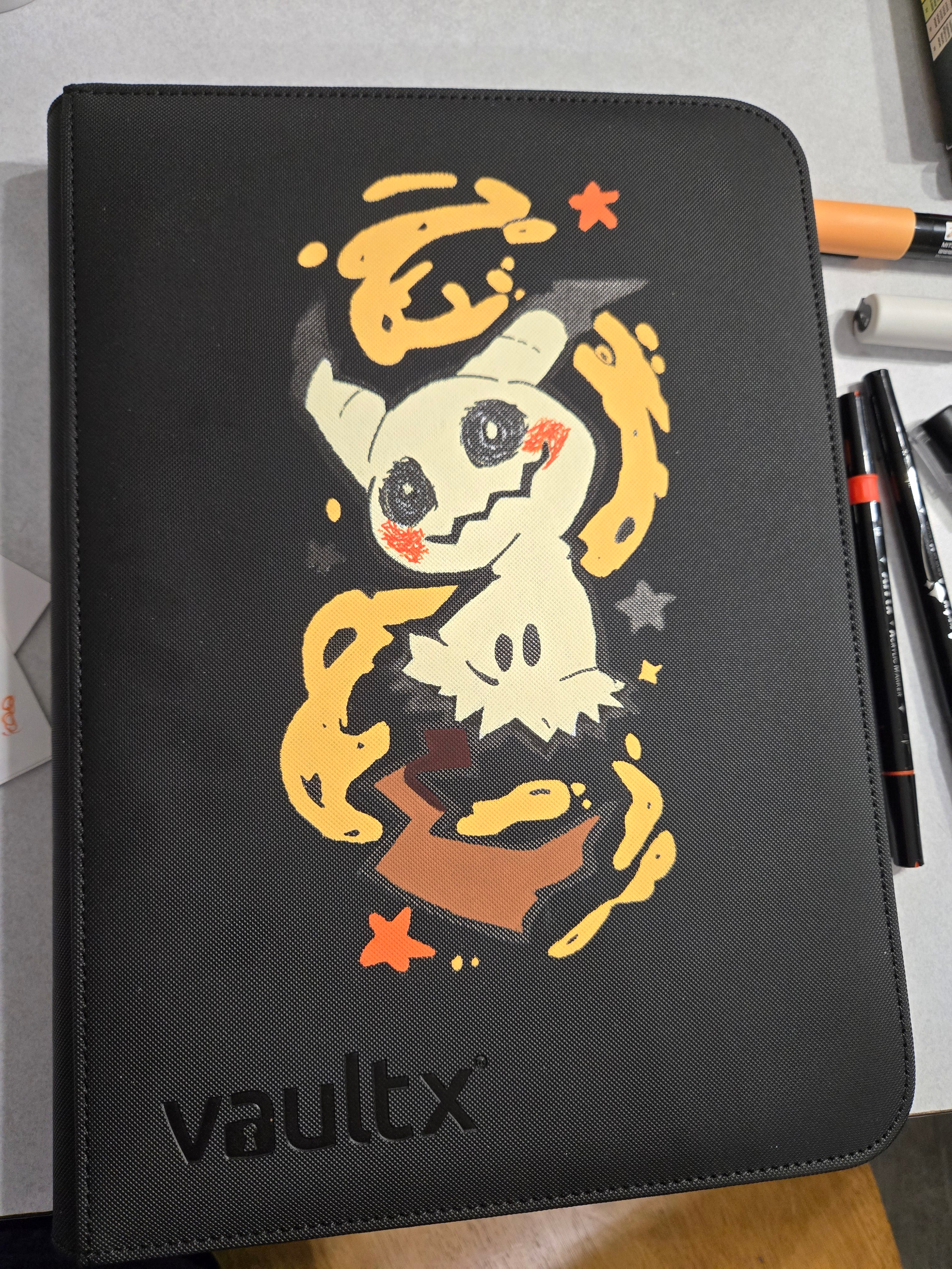 Hand Painted Mimikyu VaultX Binder One of a Kind Pokemon Card Binder Hand Painted Mimikyu VaultX Binder One of a Kind Pokemon Card Binder